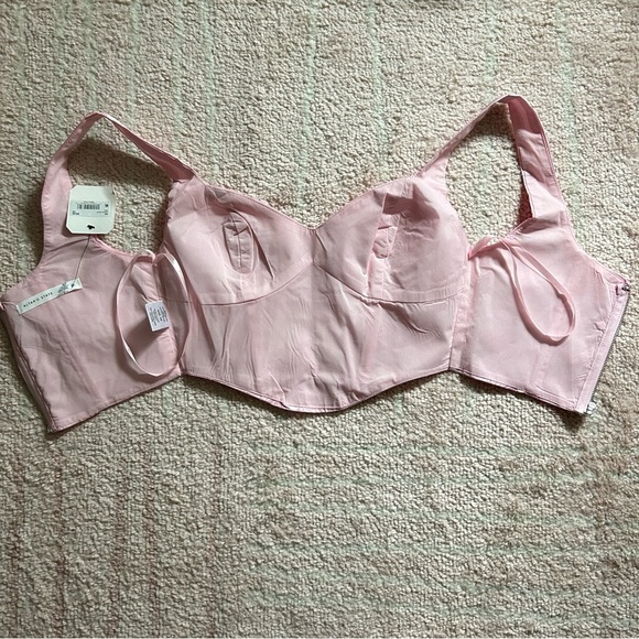 NWT Altar’d State Mirabel Satin Jacquard Crop Bustier Corset Top Size XS Pink - Picture 9 of 16